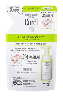 Kao Curel Sebum Trouble Care Foaming Facial Cleanser 130ml X Refill, 5-Pack