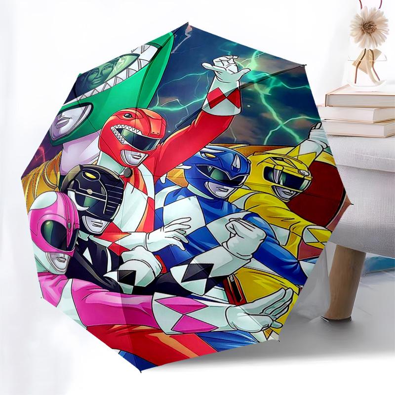 

1pc Power Rangers Automatic Opening Umbrella - Portable Tri-Fold Design with 8-Bone Iron Frame - Outdoor Umbrella for Fans, Travelers, Daily Use - Ide