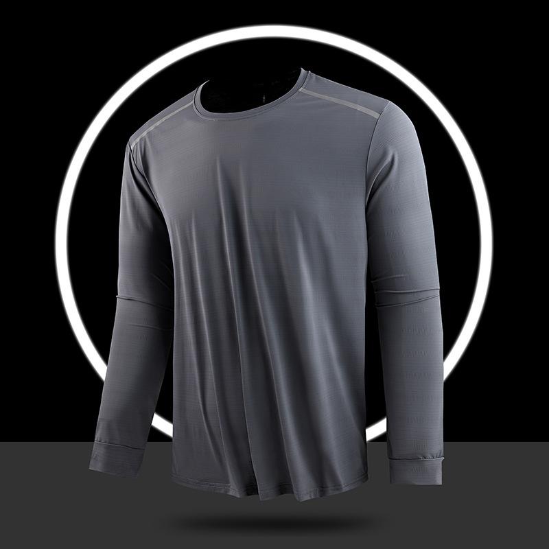 Ice Silk Long Sleeved Quick Drying Clothes, Sports and Leisure Round Neck Thin Summer Outdoor T-shirt