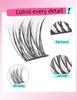 Custom Private Label 200D Mega Volume Lash Clusters 10-16MM Fluffy 3D Eyelash Clusters Kit Synthetic Hair Segmented Lash Book