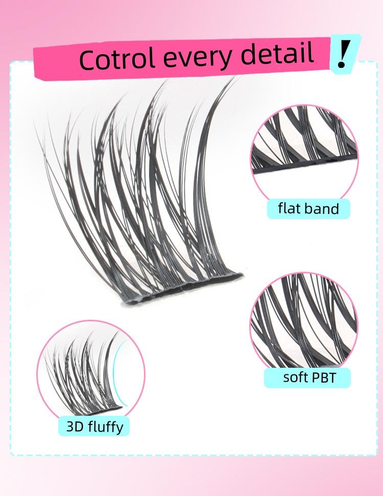 Custom Private Label 200D Mega Volume Lash Clusters 10-16MM Fluffy 3D Eyelash Clusters Kit Synthetic Hair Segmented Lash Book