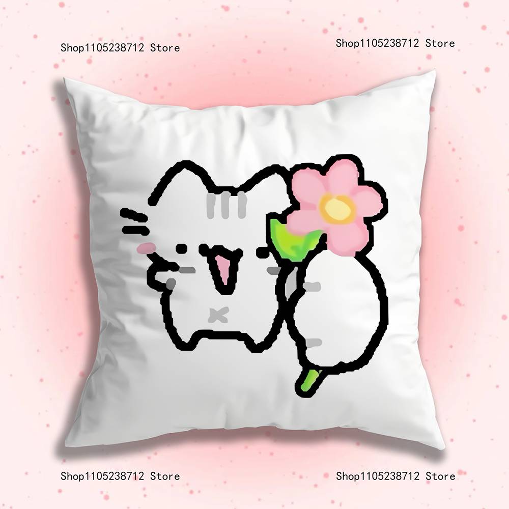 Adorable Cute Cartoon Cat Pillow Case Plush Fabric Soft Pillowcase Double Sided Print Sofa Cushion Cover Throw