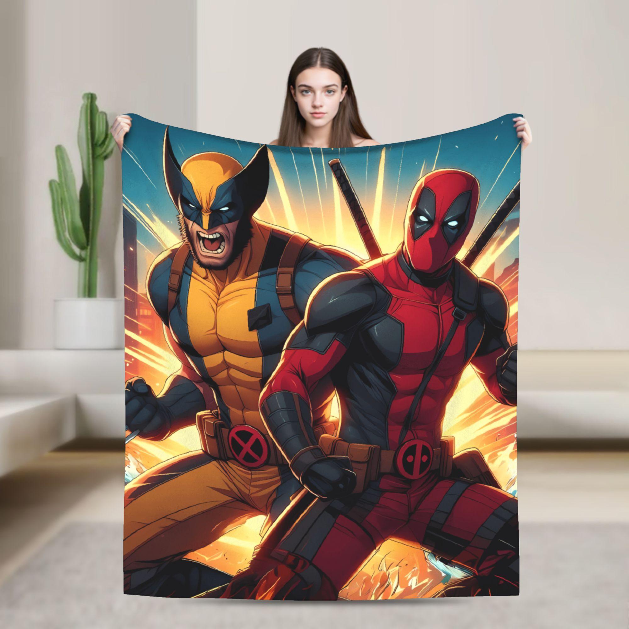 

Deadpools & Wolverines Warm Soft Blankets Kids Plush Throw Blanket Comfortable Bedroom Flannel Bedspread Sofa Bed Cover 75cmx90cm чёрный