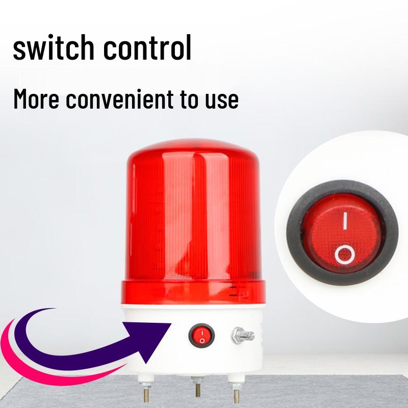 Adjustable Volume LED Warning Light LTE-6102J: Rotating Flashing Alarm with Sound, 220V/24V/12V.