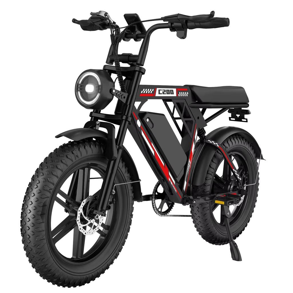 HiQiS Electric Bicycle C200 48V 17.5AH Battery Maximum Range 90KM 1000W Motor 25km/h Speed 20 Inch Fat Tire All Terrain Electric Bicycle