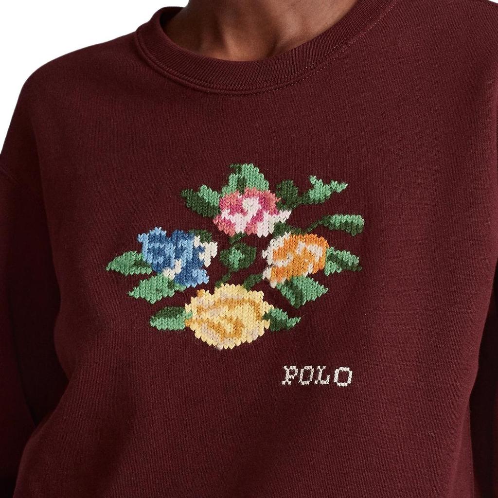 Polo Ralph Lauren FW25 Floral Embroidery Fleece Crewneck Long Sleeve Sweatshirt Women Sweatshirt 211819219-001