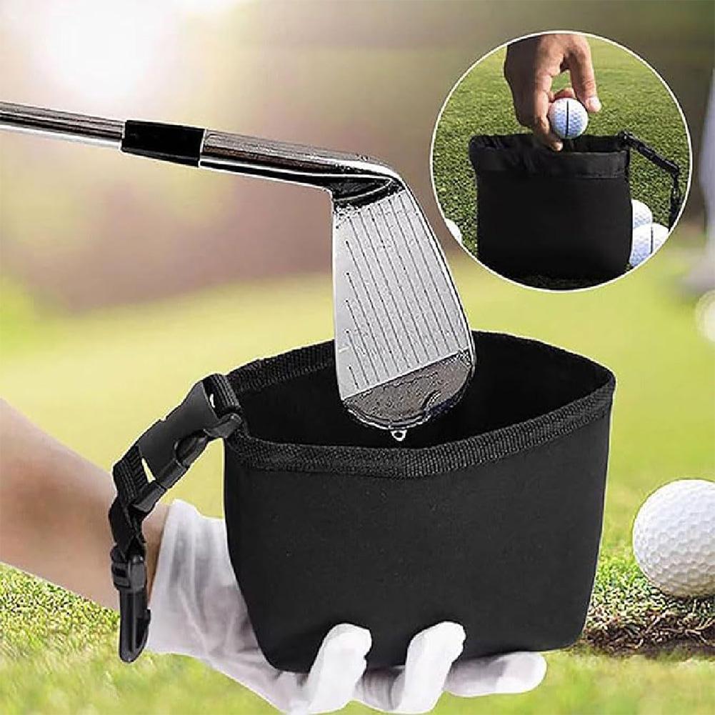 Portable Golf Accessory Cleaning Bag with Detachable Clip Golf Scrub Bag Waterproof Liner Golf Club Cleaner & Ball Cleaning Bag