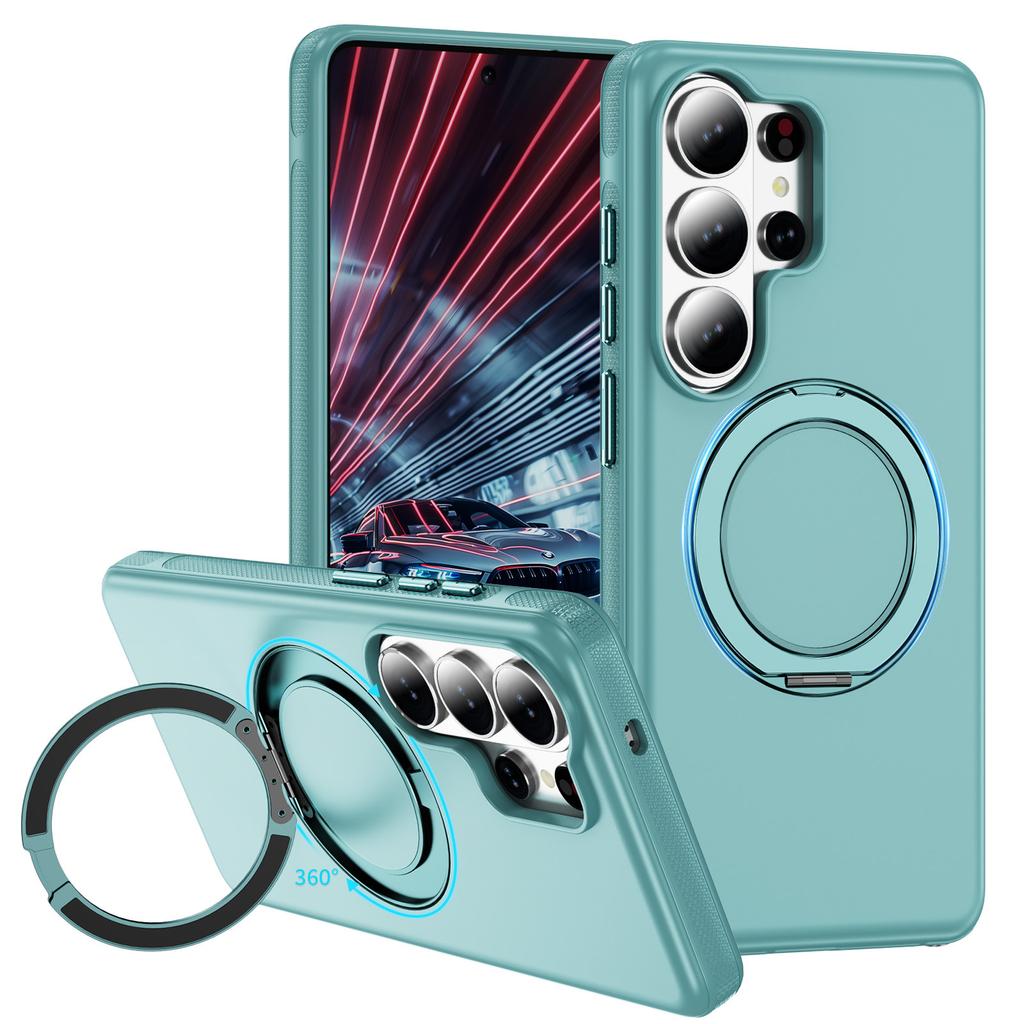 case for Samsung S26 plus ultra 360 degree rotating gear magnetic bracket phone case Skin feel anti fall Wireless Charging plain