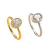 Oval Shaped Zircon Ring for Women Stainless Steel Ring Gold Plated No-fading Jewelry New