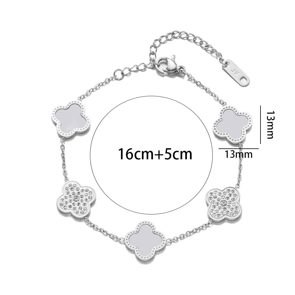 18K Titanium Steel Four-Leaf Clover Bracelet Fashion Charm Hand Jewelry Five-Leaf Bracelet