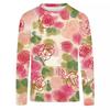 Spring and Autumn Round Neck Flower Pattern 3D Printed T-shirts Retro artistic style Top Fashionable Casual Long Sleeved Women's T-shirts