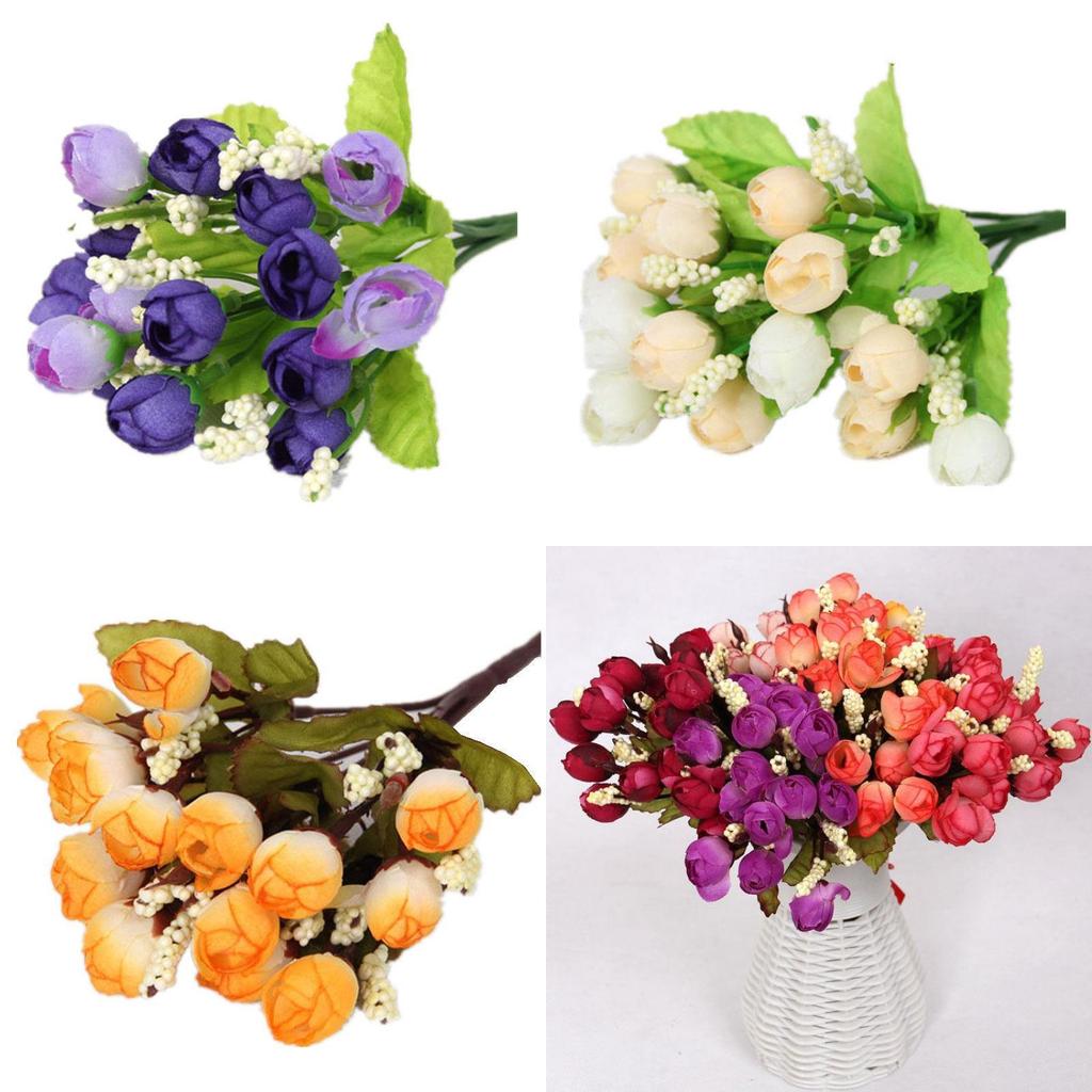 Elegant Artificial Flowers Tea Rose Buds For Wedding Bouquet And Bridal Decor