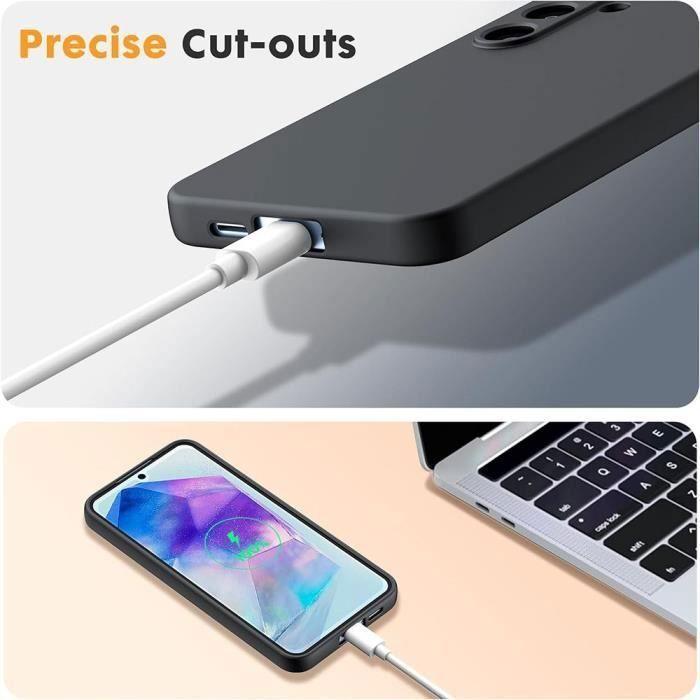 Silikonskal - för Samsung Galaxy A55 5G - Ultratunt - Repskydd - Svart -2 Härdat glas