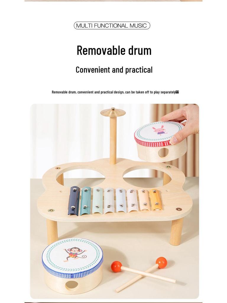 Wooden Multifunctional Musical Box: Educational Toy for Early Childhood (0-3 Years) with Percussion Drum