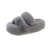 Mao Mao slippers women's autumn and winter outer wear warm thick-soled one-word slippers plush drag casual double-belt cotton slippers
