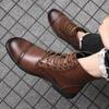 Fashion New British Style Mens Motorcycle Boots Genuine Leather Mens Casual Shoes Fashion Punk Style Boots Men High Quality Ankle Boots