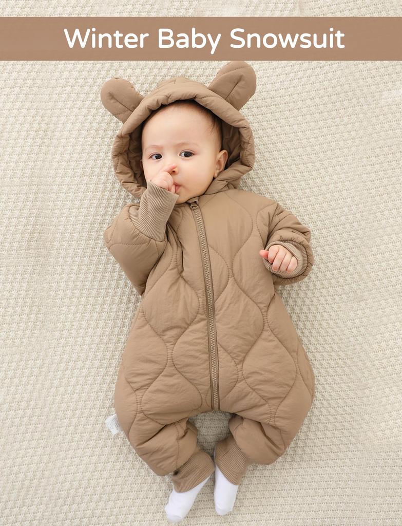 Maeau Newborn Baby Girl Romper for Fall and Baby Outdoor Cold Weather Long Bear Baby Light Size 73 Winter, Coat, One-Piece, Coverall, Sleeve, Design,