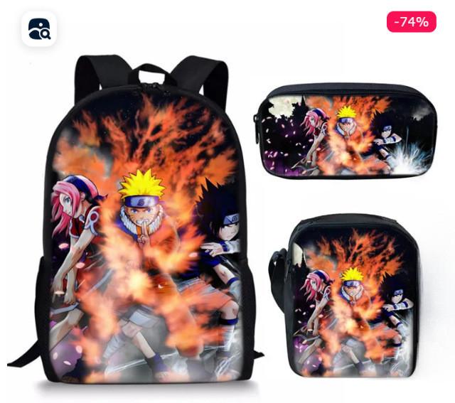Naruto Bag Student Pack With Oxford Cloth And Cute Character Prints For Kids