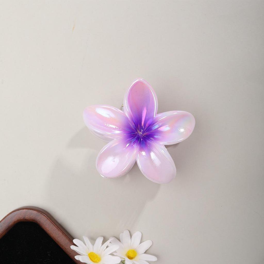 Plumeria Claw Clip: Candy-Colored Flower Updo Hair Accessory for Beach Vacations