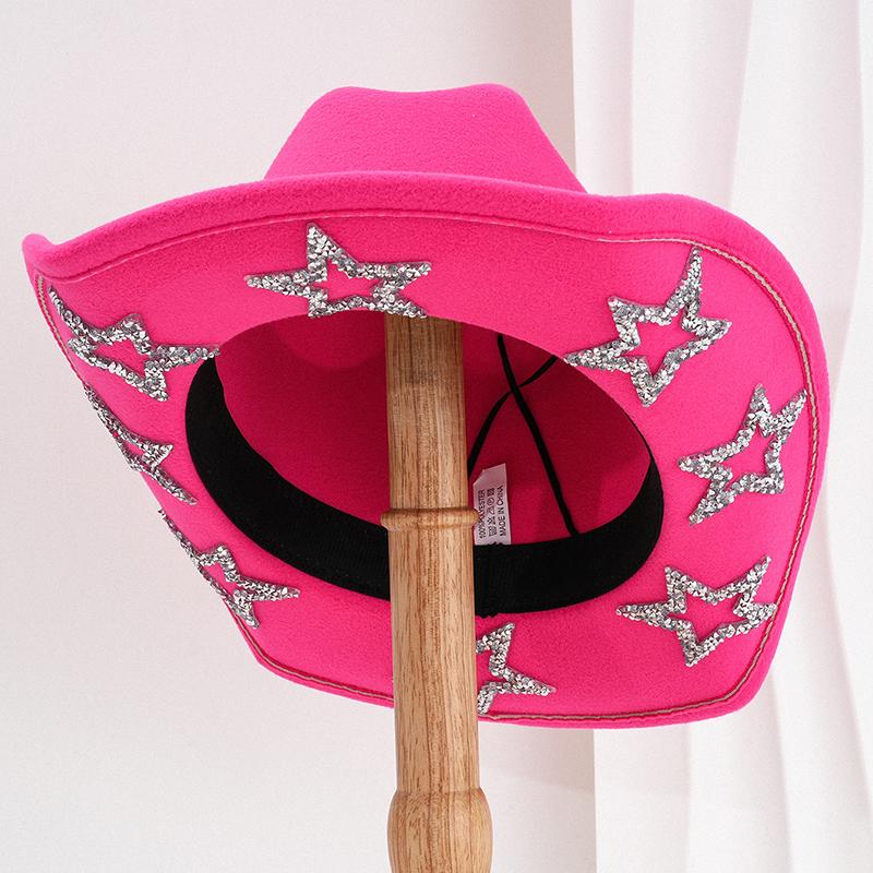 Rhinestone Star Western Hats Women Men 2026 Vintage Wide Brim Cowgirl Hat Woman Fashion Crystal Party Wedding Caps Ladies