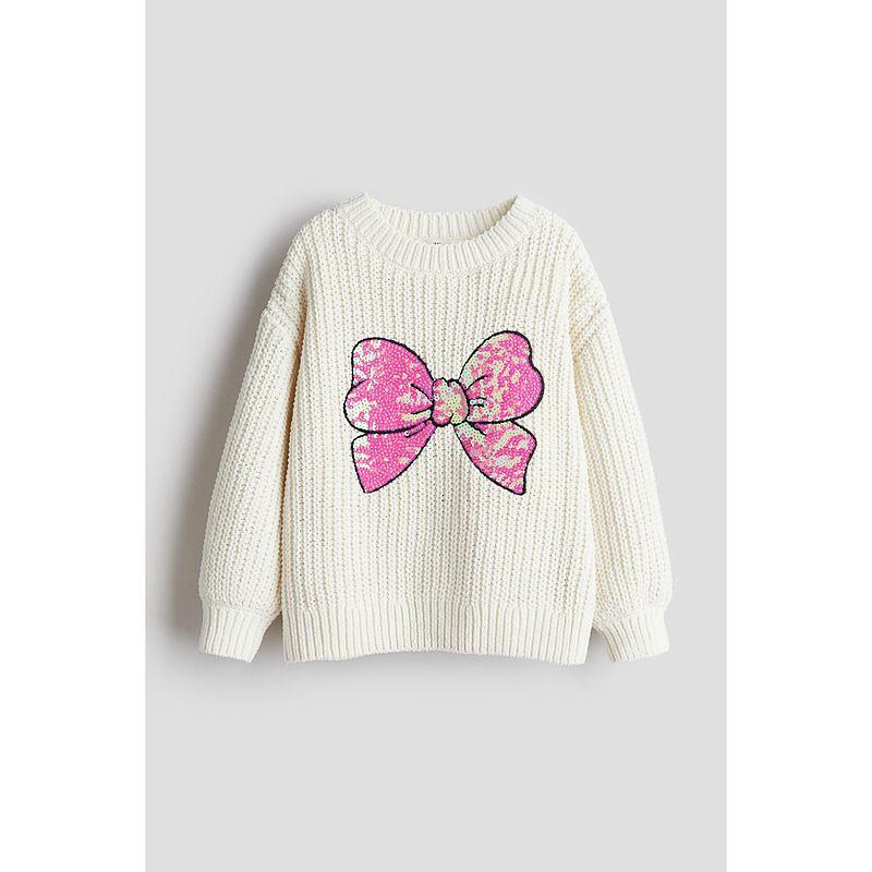 

HM Children s Clothing Girl s Sweater Autumn Soft round Neck Loose Long Sleeves Knitting Chenille Yarn Knitwear 1115096