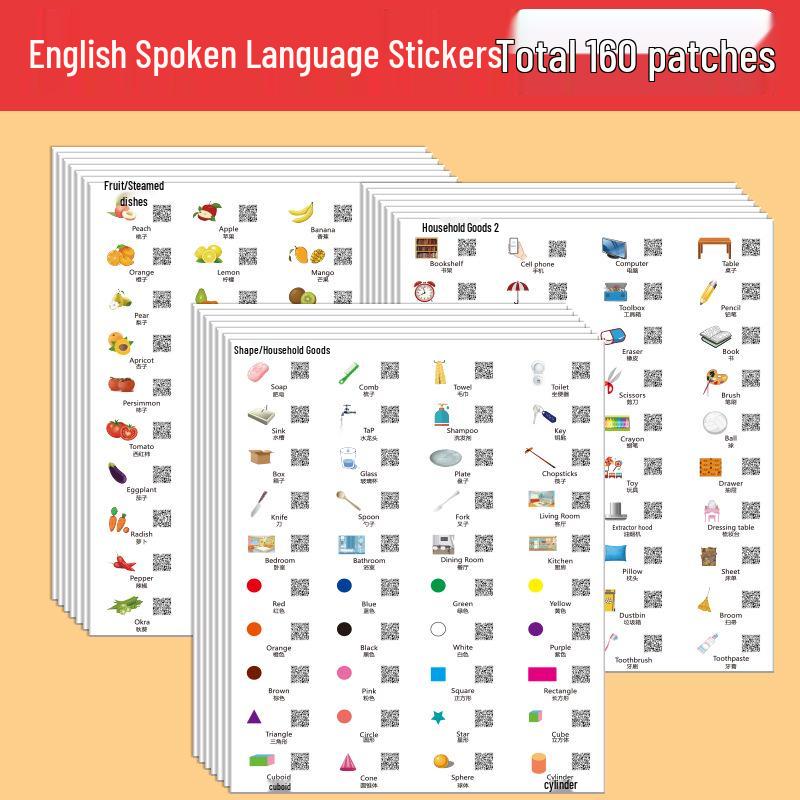 English Speaking Sticky Notes for Kids: Early Education Word Stickers for Primary & Secondary School Life Scenes