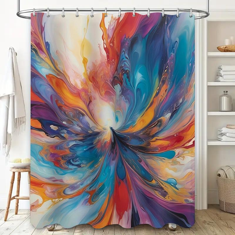 Cortina de Chuveiro Estampada Abstrata Amarela e Preta Impermeável Decoração de Casa Revestimento para Banheiro Para Banheiros de Crianças Tamanho 60X72 Polegadas (152Cm X 183