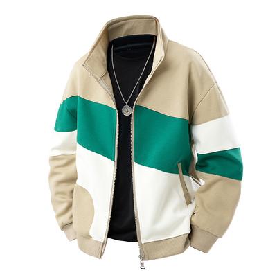 Jeugd Cardigan Sportief Casual Kleurmatching Mode Sweatshirt Opstaande Kraag Rits Cardigan