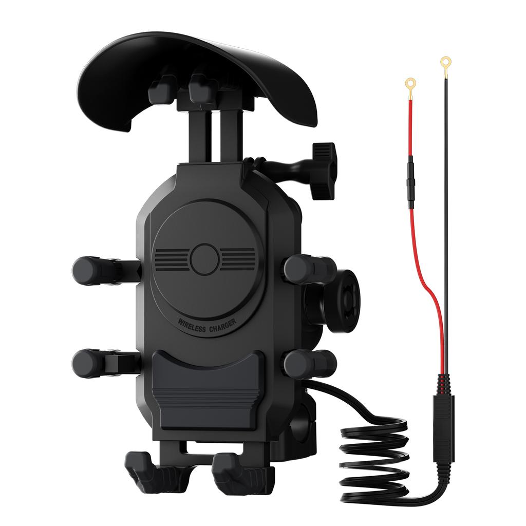 Supporto per telefono da moto AntiShake, antipioggia e sole, ricarica wireless da 15 W, porta A+C ricaricabile