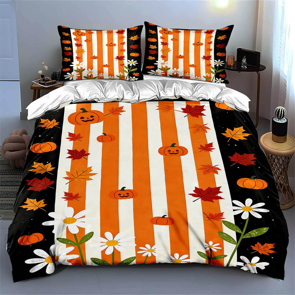 Striped, Festive, Autumn. Bedding Duvet Cover Sets Duvet Covers Pillowcases Gifts (1 * Duvet Cover 2 * Pillowcases, Without Duvet Insert)