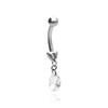 Titanium Navel Ring With White Zircon - Silver - Tpp-042 1.6/10