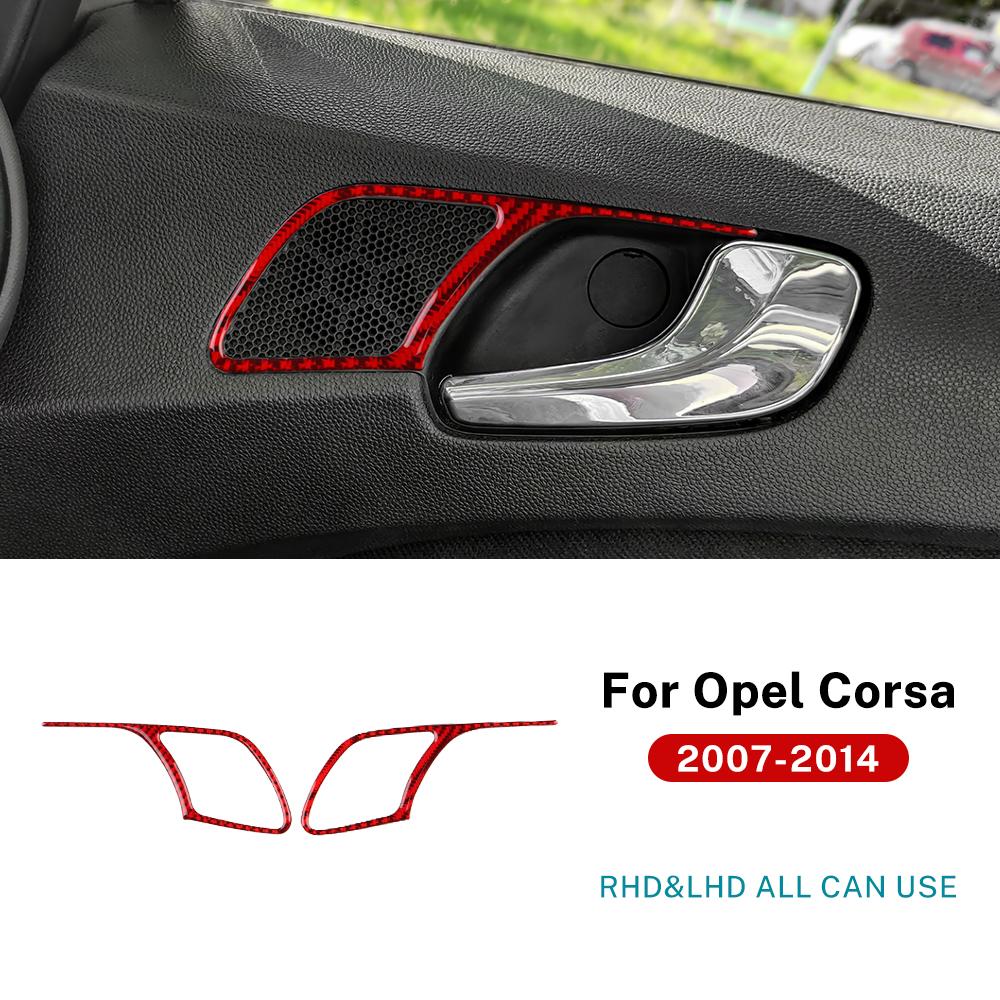Real Soft Carbon Fiber Sticker For Opel Corsa 2007 2008 2009 2010 2011 2012 2013 2014 LHD RHD Car Door Handle Audio Frame Trim