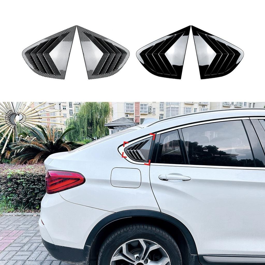 Fit For BMW X4 F26 2014-2018 Rear Window Side Louver Shutter Trim Cover Carbon Fiber Look/Gloss Black Tail Windshield Blind