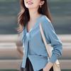 Spring and Summer Bow-knitted Cardigan Women's Coat Top