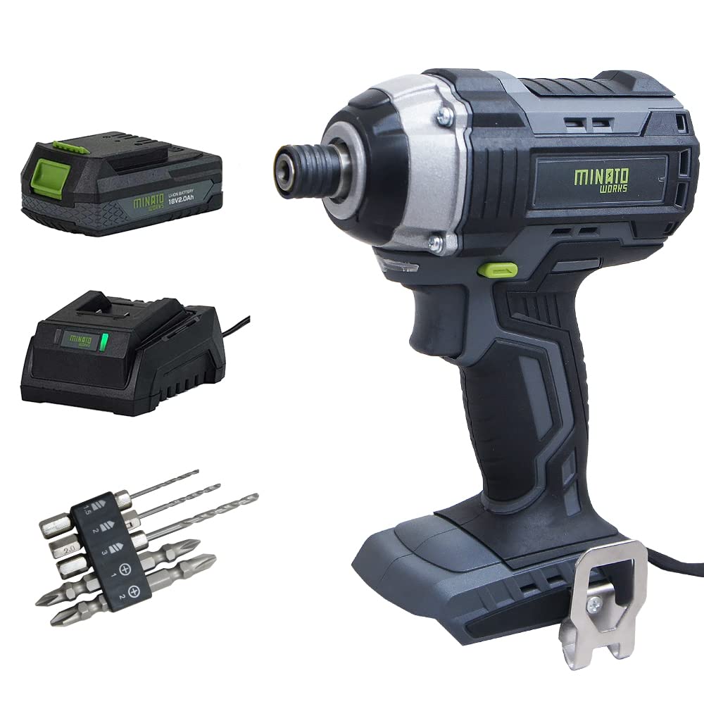 Minato Works 18V Rechargeable Impact Driver Charger Set CW-1810 + 2.0Ah +