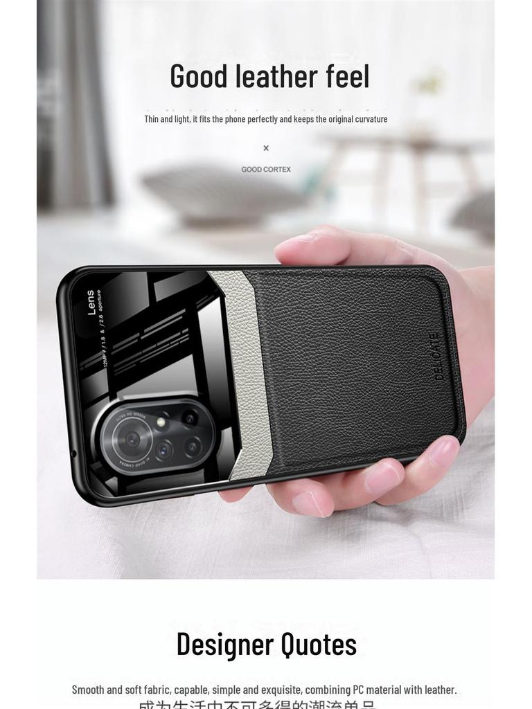 Ochranný kryt s koženou texturou pro Huawei Honor V40 Light Luxury Edition - měkký silikon, plný okraj, ochrana objektivu 5G