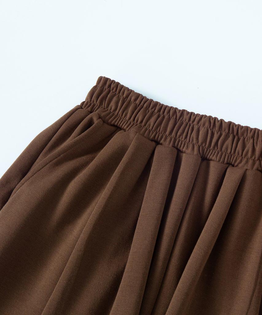 LXT Double-Pleat Hidden String Wide Sweatpants [Brown]