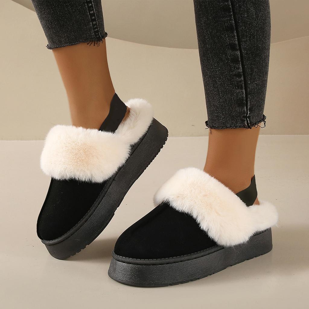 Winter New Round Toe Comfortable and Warm Casual Snow Boots Fashionable Thick Soled Shallow Mouth Midsole Boots for Women