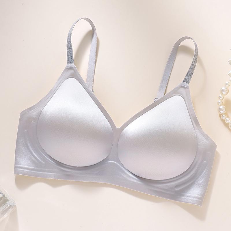 Satin Jelly Soft Support Wire-Free Push-Up Bra with Fixed Cups and Smooth Beautiful Back