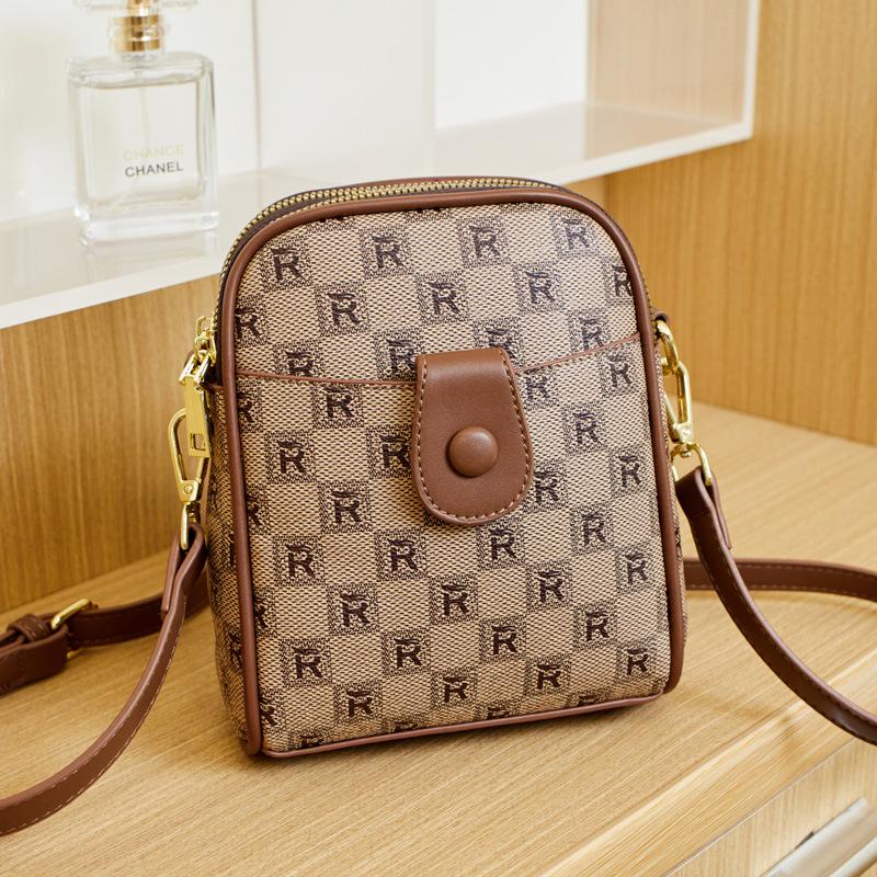 Printed French Light Luxury Style Fashionable and Versatile Small Square Bag Women's Bag Casual Commuting Bag Vertical Mother Mobile Phone Bag