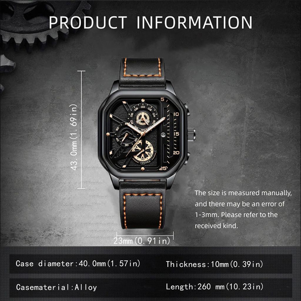 Fashion Mens Watch Round Analog PU Leather Male Watch Casual Men's Quartz Wrist Watch Suitable for Brothers To Share