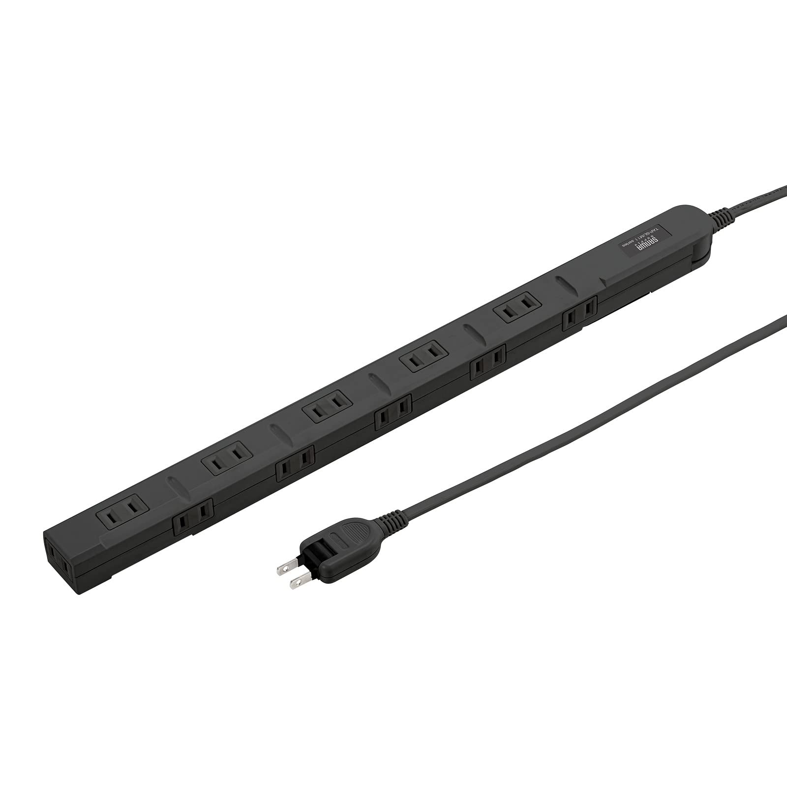 

Sanwa Supply Power Strip, 11 Outlets, 2P, 1m, Slim, 180° Flexible Cord, Powerful Neo Magnet, Dust Shutter, Fixing Hook, Black, TAP-SLIM11-1BK