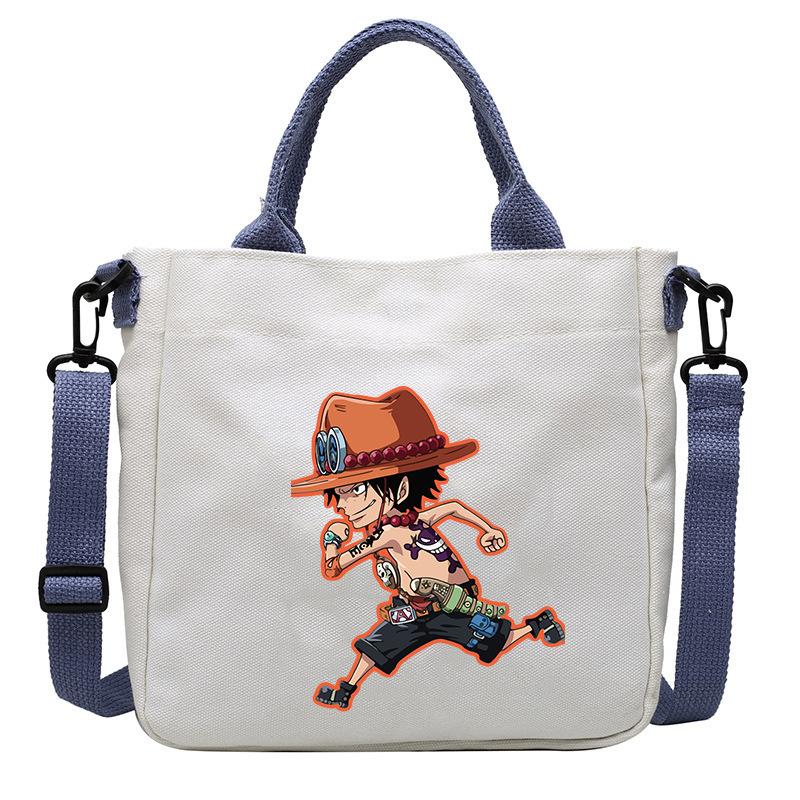 One Piece Canvas Bags Luffy Cartoon Anime Figures Print Shoulder Bag Outdoor Large Capacity Trendy Crossbody Handbag Gifts Poseable Articulated Scale