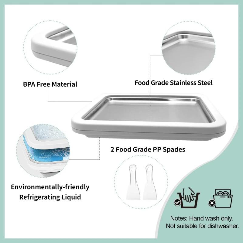 Multifunctional Rolled Ice Cream Maker Cold Sweet Fried Ice Pan DIY Household Frozen Yogurt Maker for Homemade Stir Fry Ice Tray