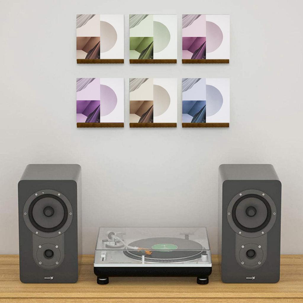 Wall Mounted Record Shelves, Solid Wood Sturdy Album Storage Rack, Smooth Vinyl Display Hanger for Living Room Music Room Decor