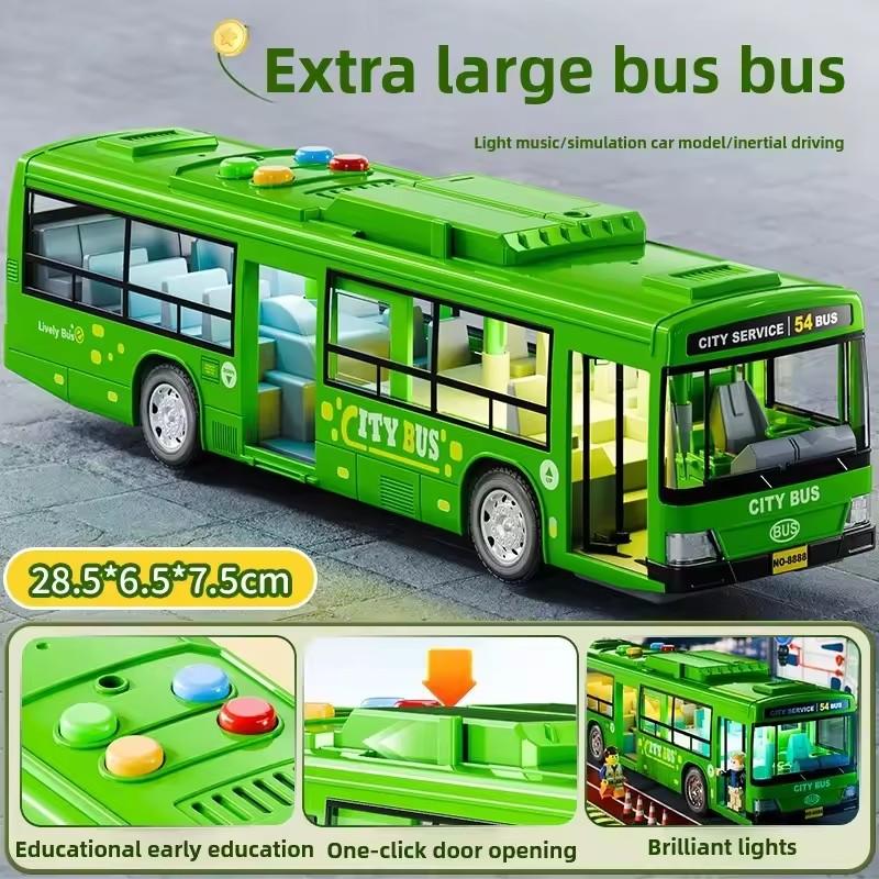 Kinderspielzeug Simulationsbus Große Größe Stoßfest Lichtmusik Trägheitsbusmodell Rückziehauto Lernspielzeug Geschenke