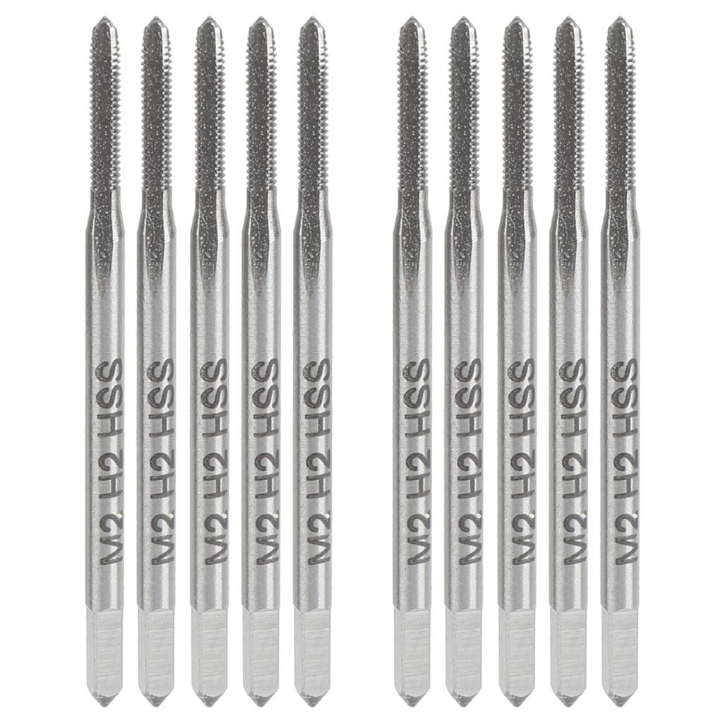10Pcs Tap Drill Straight Flute High Speed Steel Bottom Machine Hardware Tools M2 W6542