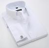 Men'S French Cufflink Shirt With Slim Fit And Contrasting Color Collar, Windsor Collar, Striped Formal Long Sleeved Shir