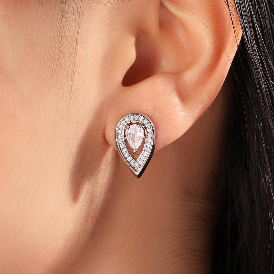 ZAKOL New Pear-shaped Water Drop Zirconia Dangle Earrings for Women Brilliant Clear Crystal Banquet Wedding Zircon