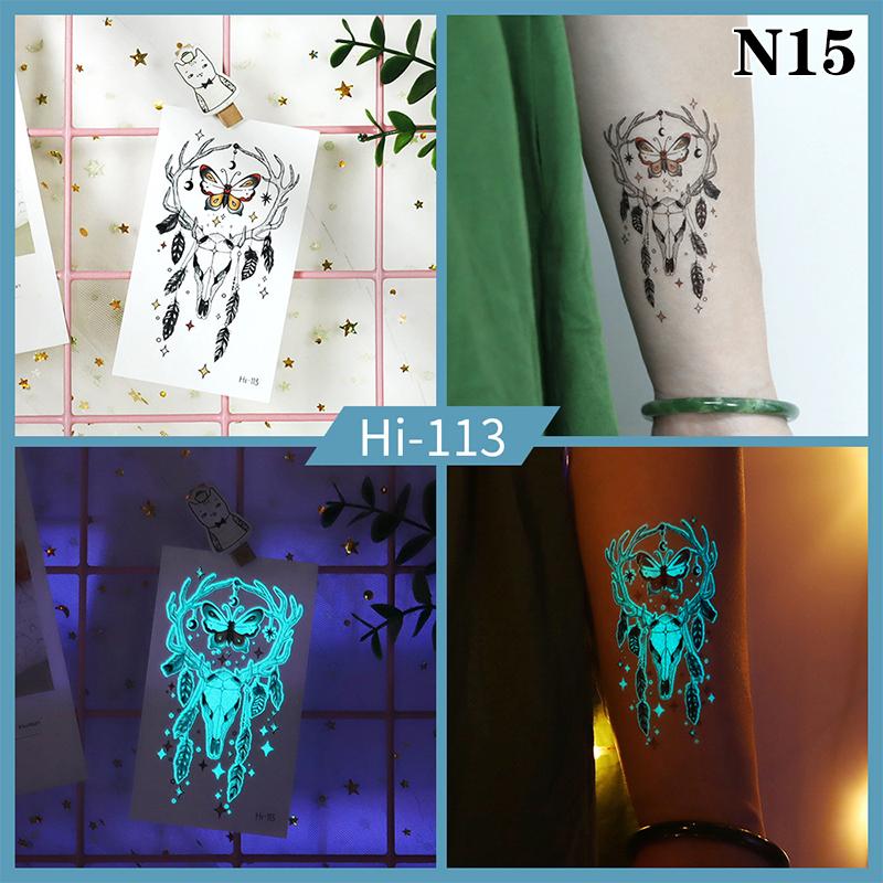 Светящаяся бабочка синяя светящаяся татуировка наклейка кемпинг водонепроницаемая временная татуировка перья одноразовая поддельная татуировка боди-арт